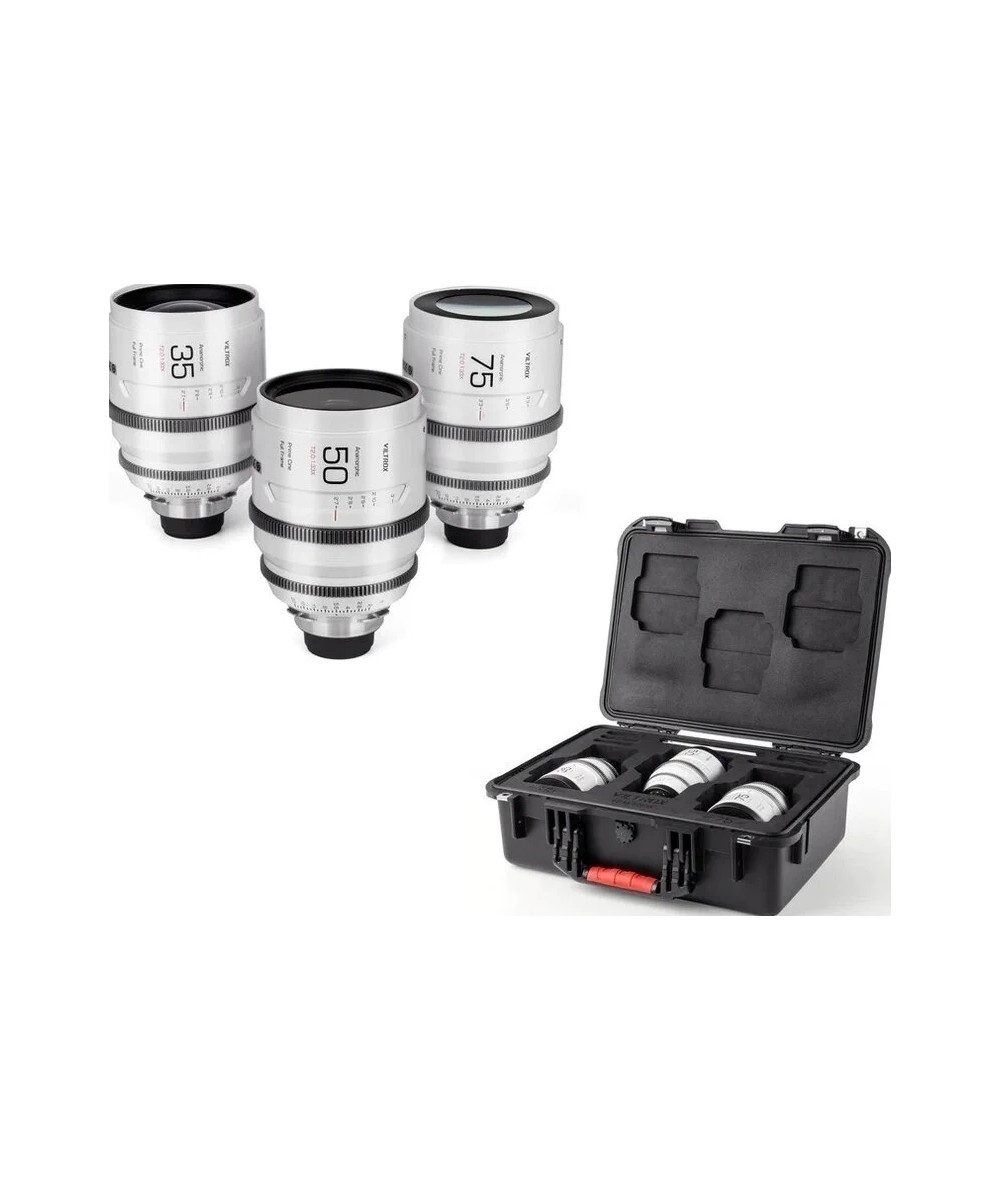 Full frame Anamorphic lens set, Epic series, PL mount, 35mm+50mm+75mm T/2.0 1.33X, con valigia