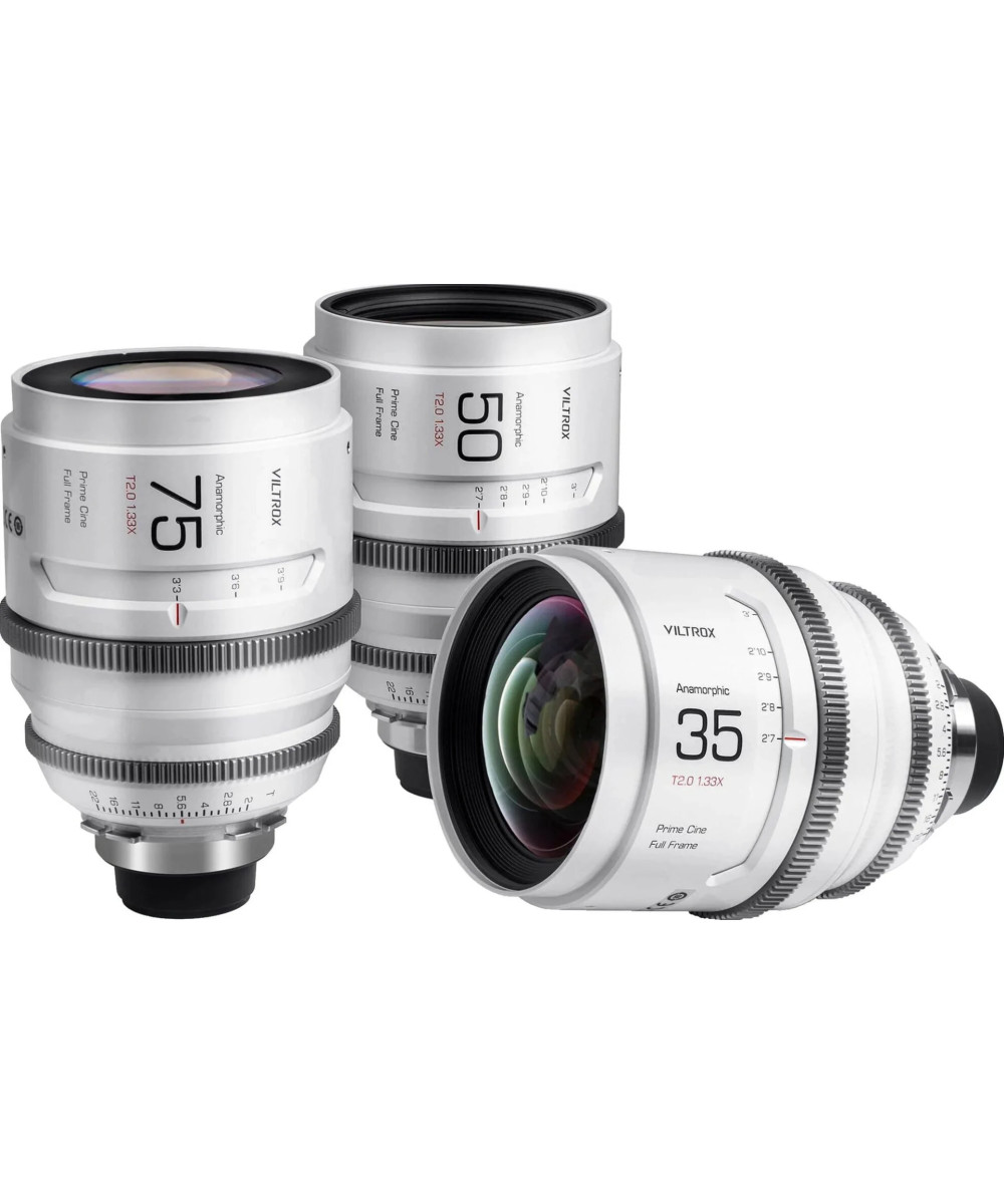 Full frame Anamorphic lens set, Epic series, PL mount, 35mm+50mm+75mm T/2.0 1.33X, con valigia