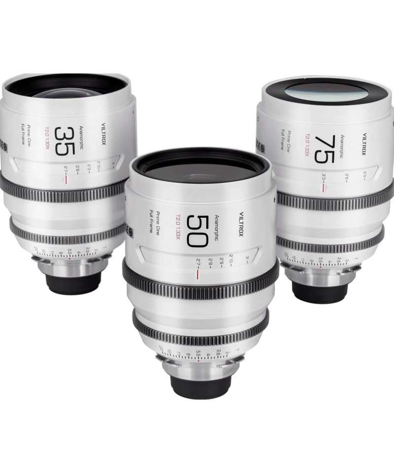 Full frame Anamorphic lens set, Epic series, PL mount, 35mm+50mm+75mm T/2.0 1.33X, con valigia