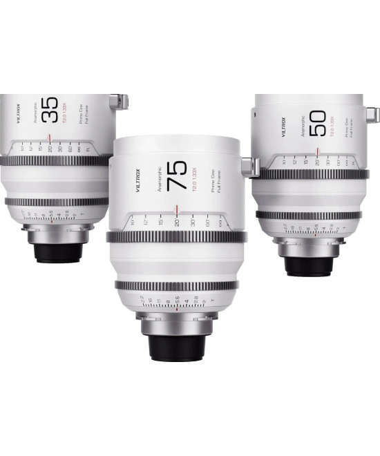 Full frame Anamorphic lens set, Epic series, PL mount, 35mm+50mm+75mm T/2.0 1.33X, con valigia