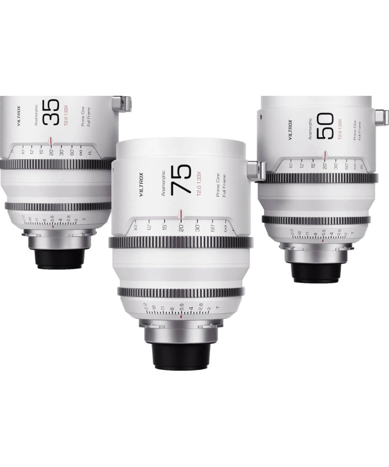 Full frame Anamorphic lens set, Epic series, PL mount, 35mm+50mm+75mm T/2.0 1.33X, con valigia