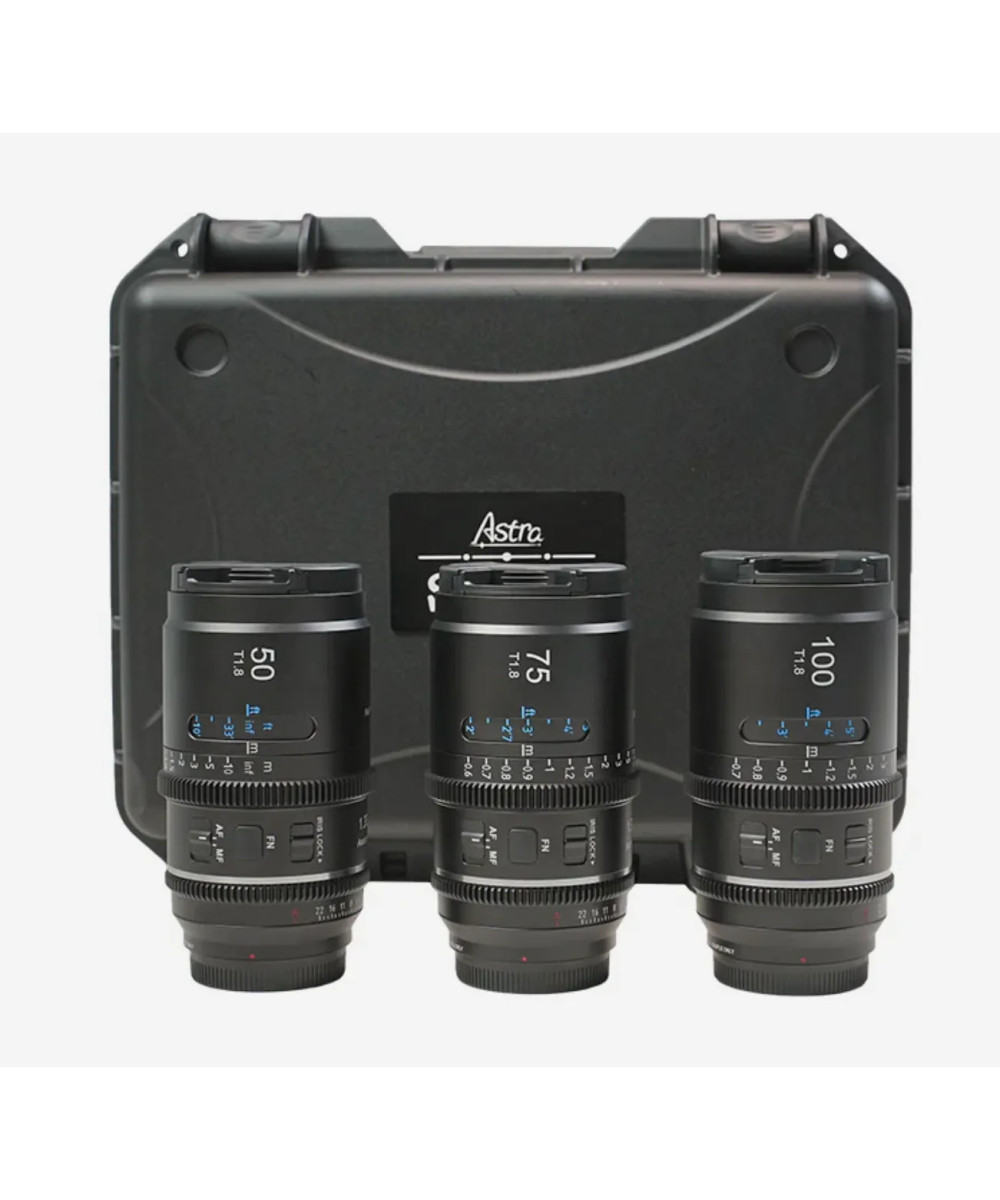 SIRUI ASTRA KIT 50MM + 75MM + 100MM T1.8 NIKON Z-MOUNT BLUE FLARE 1.33X FULL FRAME AUTO FOCUS ANAMORPHIC CINE LENS