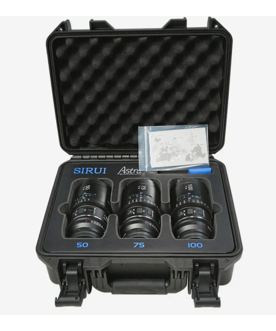 SIRUI ASTRA KIT 50MM + 75MM + 100MM T1.8 NIKON Z-MOUNT BLUE FLARE 1.33X FULL FRAME AUTO FOCUS ANAMORPHIC CINE LENS