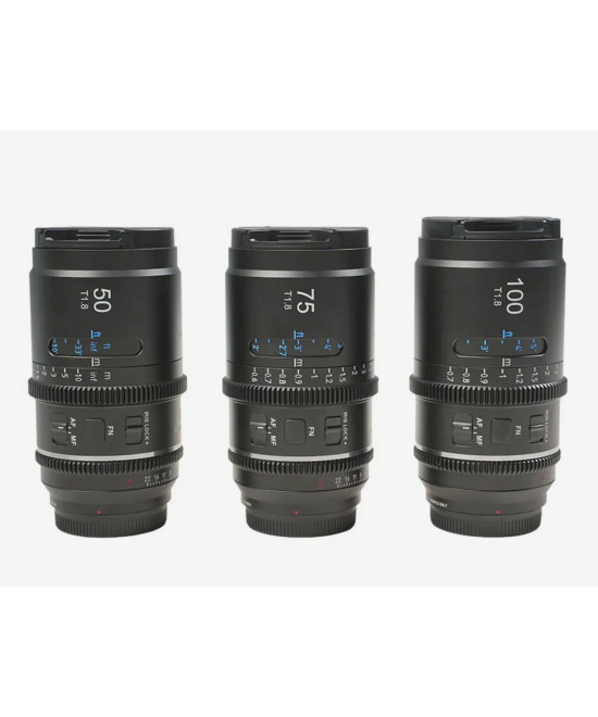 SIRUI ASTRA KIT 50MM + 75MM + 100MM T1.8 NIKON Z-MOUNT BLUE FLARE 1.33X FULL FRAME AUTO FOCUS ANAMORPHIC CINE LENS