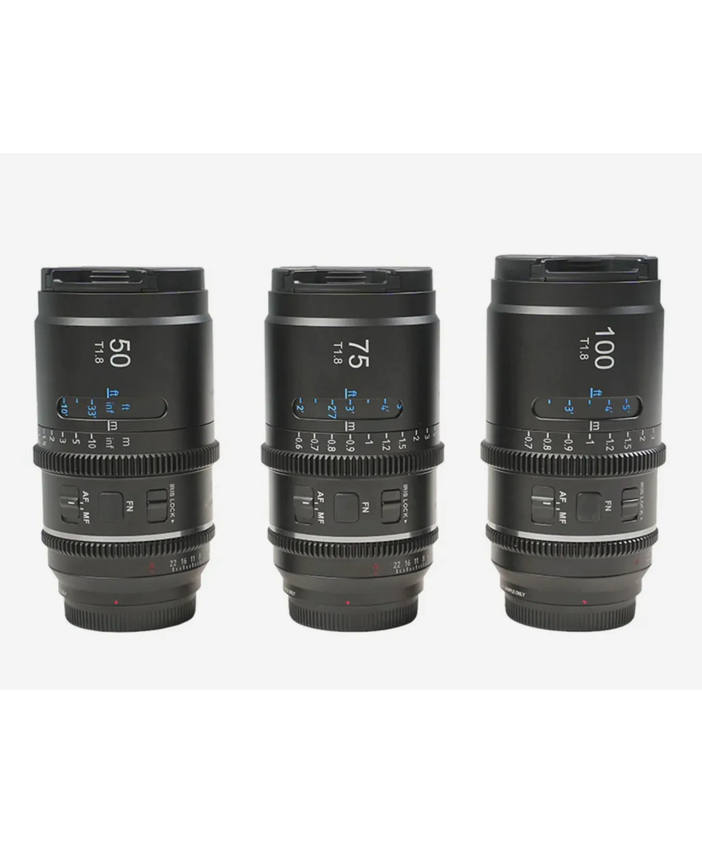 SIRUI ASTRA KIT 50MM + 75MM + 100MM T1.8 NIKON Z-MOUNT BLUE FLARE 1.33X FULL FRAME AUTO FOCUS ANAMORPHIC CINE LENS