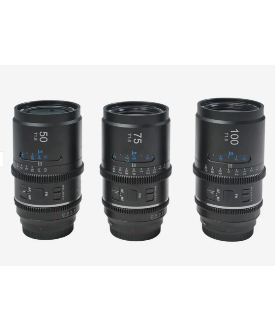 SIRUI ASTRA KIT 50MM + 75MM + 100MM T1.8 NIKON Z-MOUNT BLUE FLARE 1.33X FULL FRAME AUTO FOCUS ANAMORPHIC CINE LENS