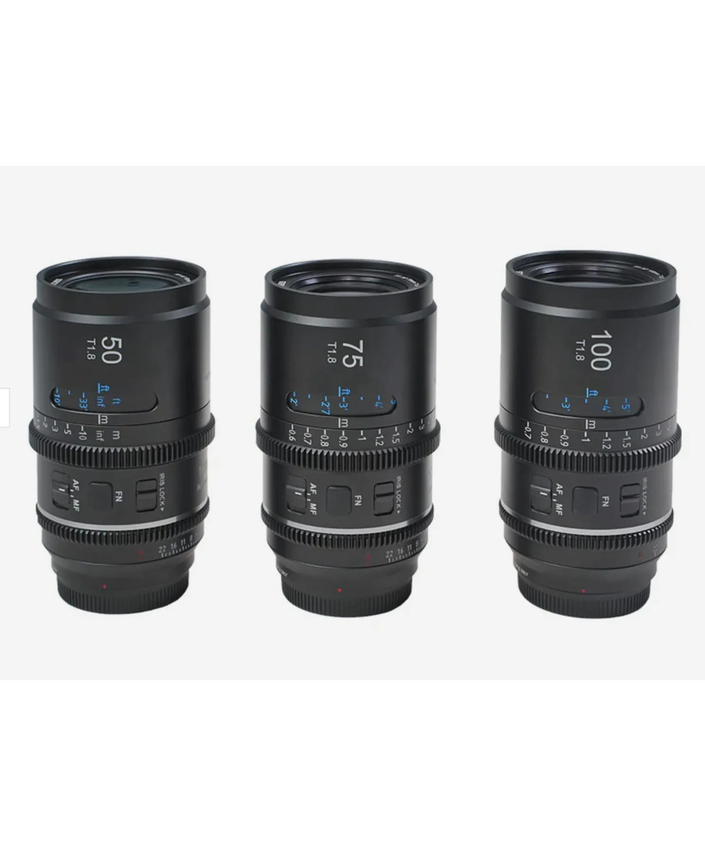 SIRUI ASTRA KIT 50MM + 75MM + 100MM T1.8 NIKON Z-MOUNT BLUE FLARE 1.33X FULL FRAME AUTO FOCUS ANAMORPHIC CINE LENS