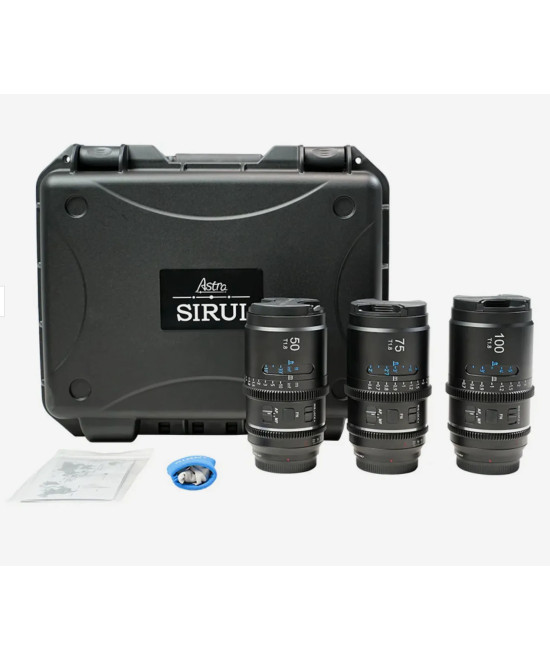 SIRUI ASTRA KIT 50MM + 75MM + 100MM T1.8 NIKON Z-MOUNT WHITE FLARE 1.33X FULL FRAME AUTO FOCUS ANAMORPHIC CINE LENS