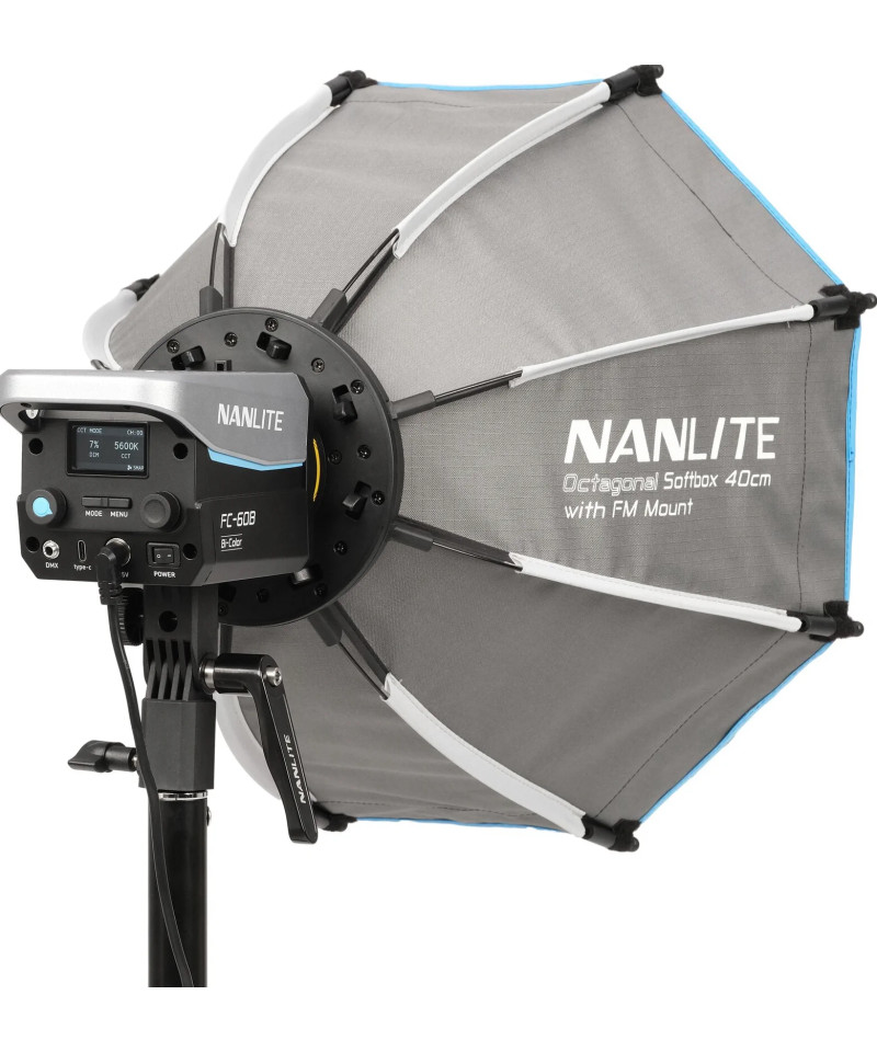 Softbox ottagonale a chiusura rapida 40cm con griglia, Attacco FM