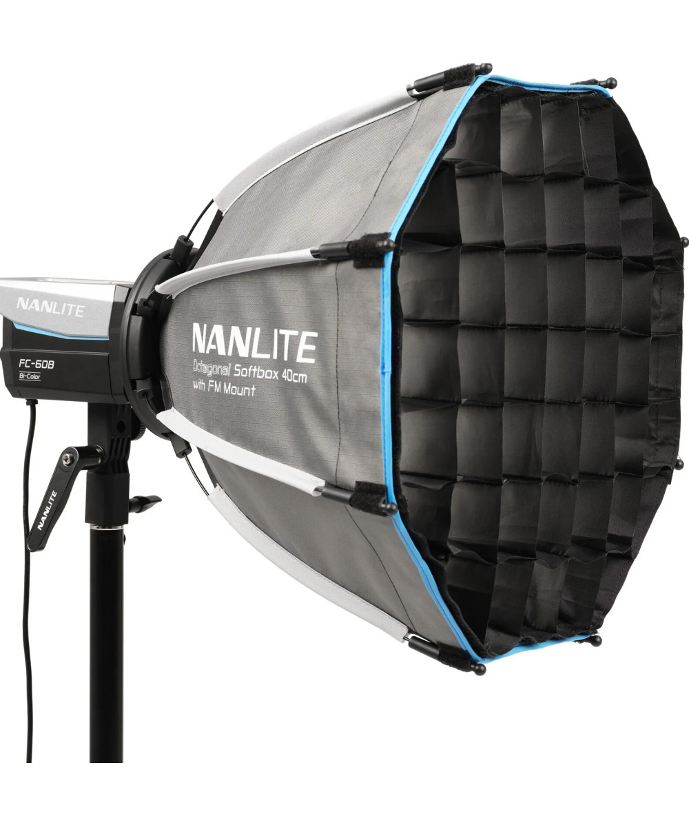 Softbox ottagonale a chiusura rapida 40cm con griglia, Attacco FM