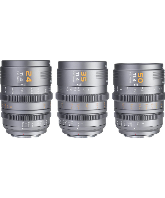 VP-1 Vision Prime 24mm/35mm/50mm t/1.4 Metal Grey Sony E-Mount Nativo - Baionette RF/Z/L-Mount in dotazione