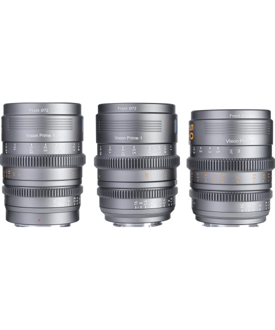 VP-1 Vision Prime 24mm/35mm/50mm t/1.4 Metal Grey Sony E-Mount Nativo - Baionette RF/Z/L-Mount in dotazione
