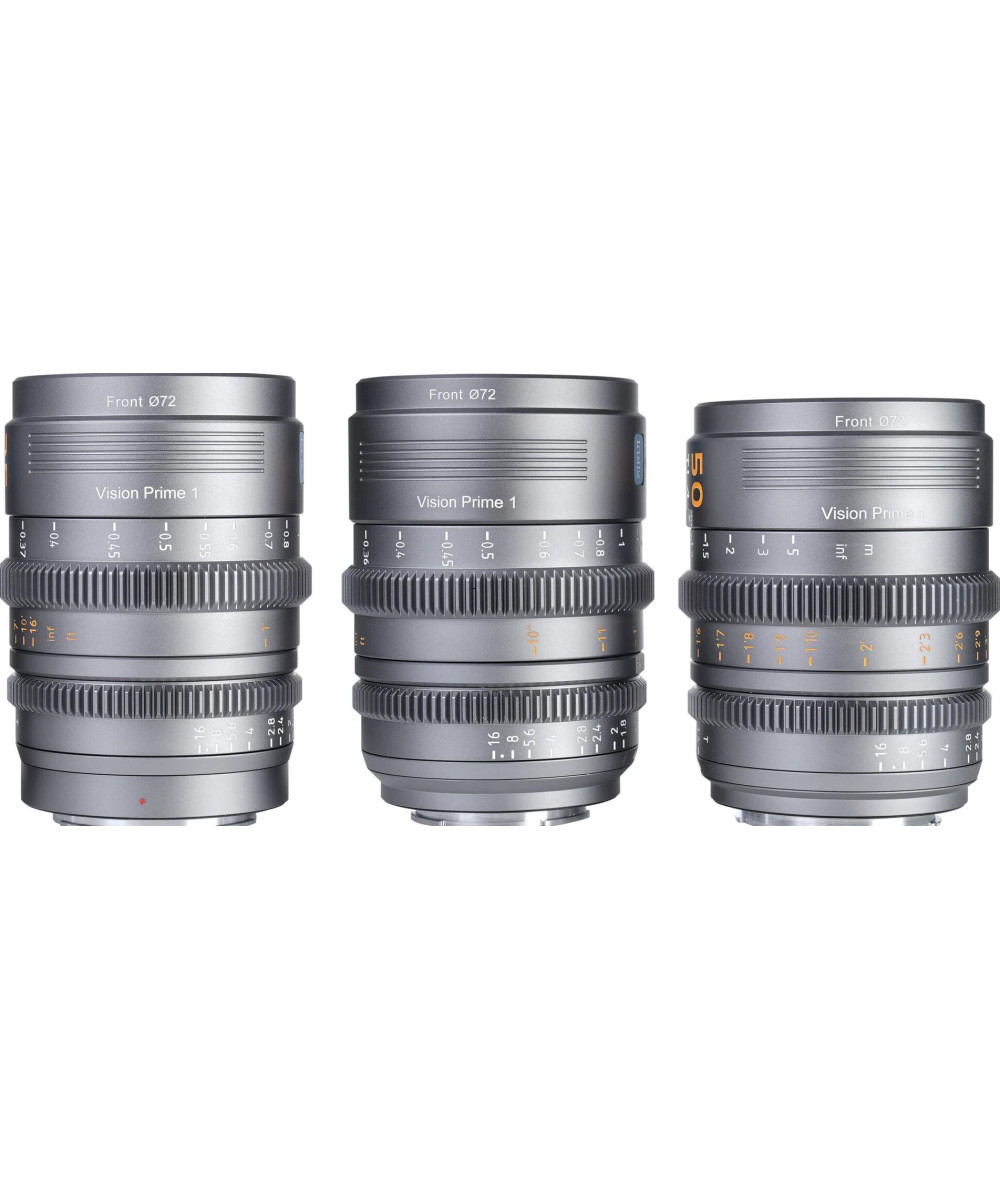 VP-1 Vision Prime 24mm/35mm/50mm t/1.4 Metal Grey Sony E-Mount Nativo - Baionette RF/Z/L-Mount in dotazione