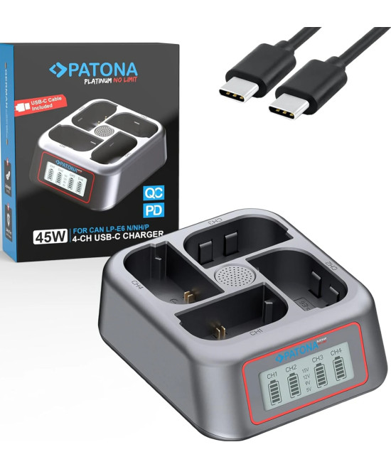 PLATINUM USB-C PD QC 4-PORT FAST CHARGER FOR PANASONIC DMW-BLK22