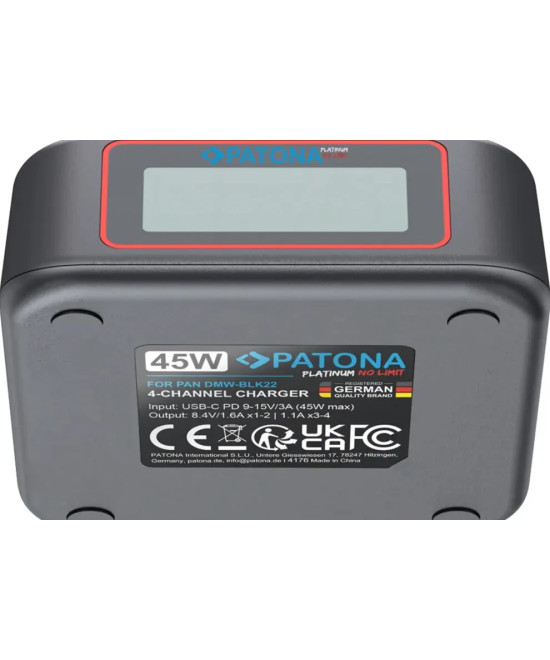 PLATINUM USB-C PD QC 4-PORT FAST CHARGER FOR PANASONIC DMW-BLK22