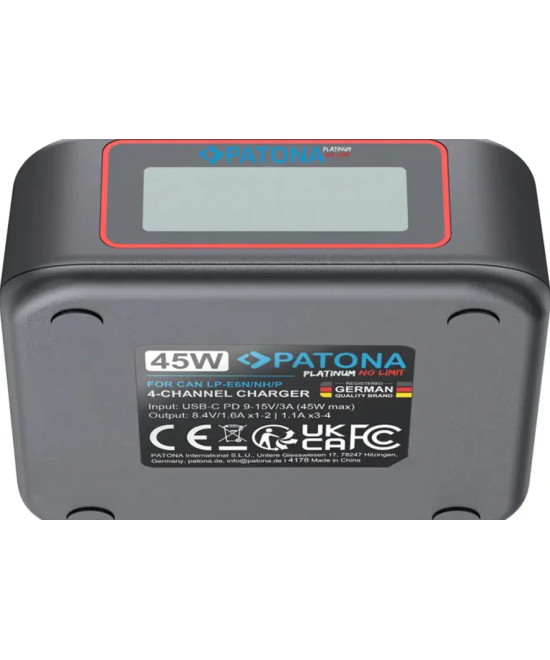 PLATINUM USB-C PD QC 4-PORT FAST CHARGER FOR CANON LP-E6 LP-E6N LP-E6NJ LP-E6P