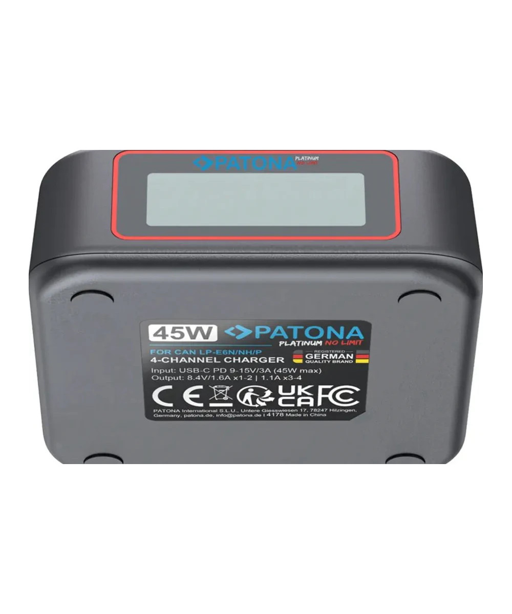 PLATINUM USB-C PD QC 4-PORT FAST CHARGER FOR CANON LP-E6 LP-E6N LP-E6NJ LP-E6P