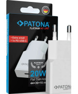 PLATINUM GAN PD20W FLAT ADAPTER WHITE 1X USB-C PD3.0 QC3.0