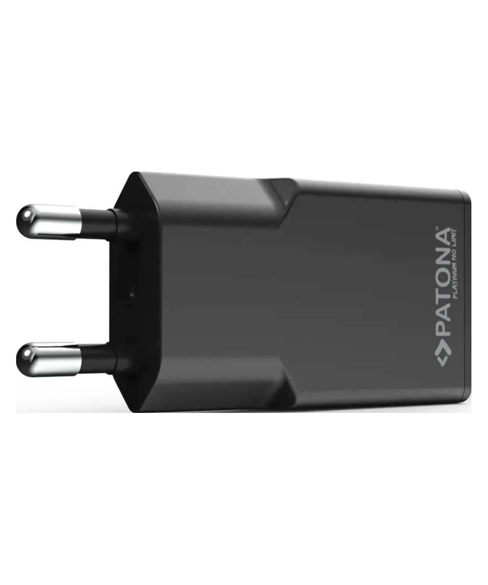 PLATINUM GAN PD20W FLAT ADAPTER BLACK 1X USB-C PD3.0 QC3.0