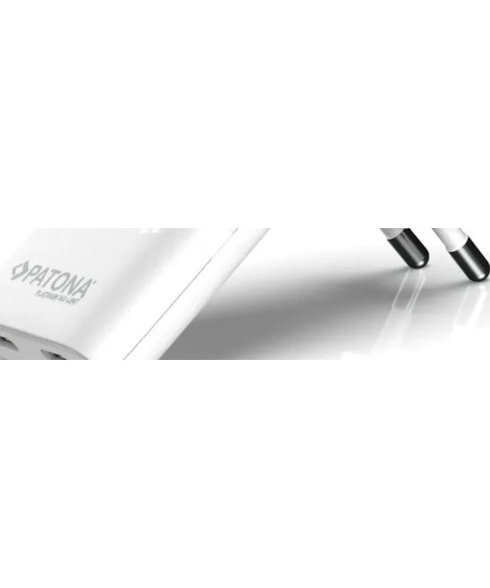 PLATINUM GAN PD65W FLAT ADAPTER WHITE 2X USB-C PD3.0 QC3.0