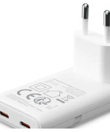 PLATINUM GAN PD65W FLAT ADAPTER WHITE 2X USB-C PD3.0 QC3.0