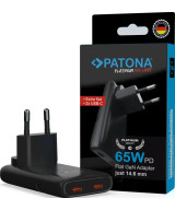 PLATINUM GAN PD65W FLAT ADAPTER BLACK 2X USB-C PD3.0 QC3.0