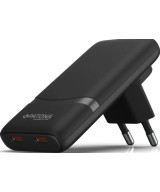 PLATINUM GAN PD65W FLAT ADAPTER BLACK 2X USB-C PD3.0 QC3.0