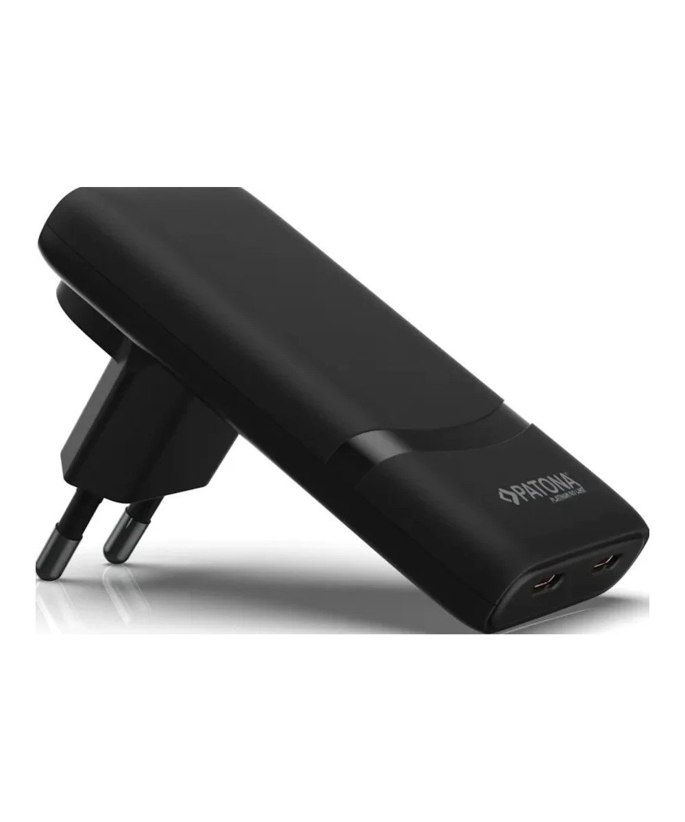 PLATINUM GAN PD65W FLAT ADAPTER BLACK 2X USB-C PD3.0 QC3.0