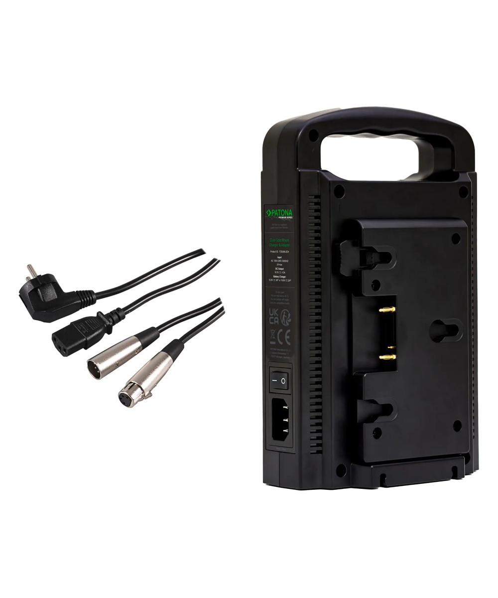 PREMIUM GOLD MOUNT DUAL CHARGER FOR PANASONIC AN-190W BL-BP150 BP-150S WITH 4-PIN XLR CABLE