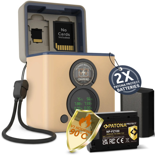 PROTECT RETRO DUAL CHARGER BOX INCL. 2X BATTERIES FOR SONY NP-FZ100