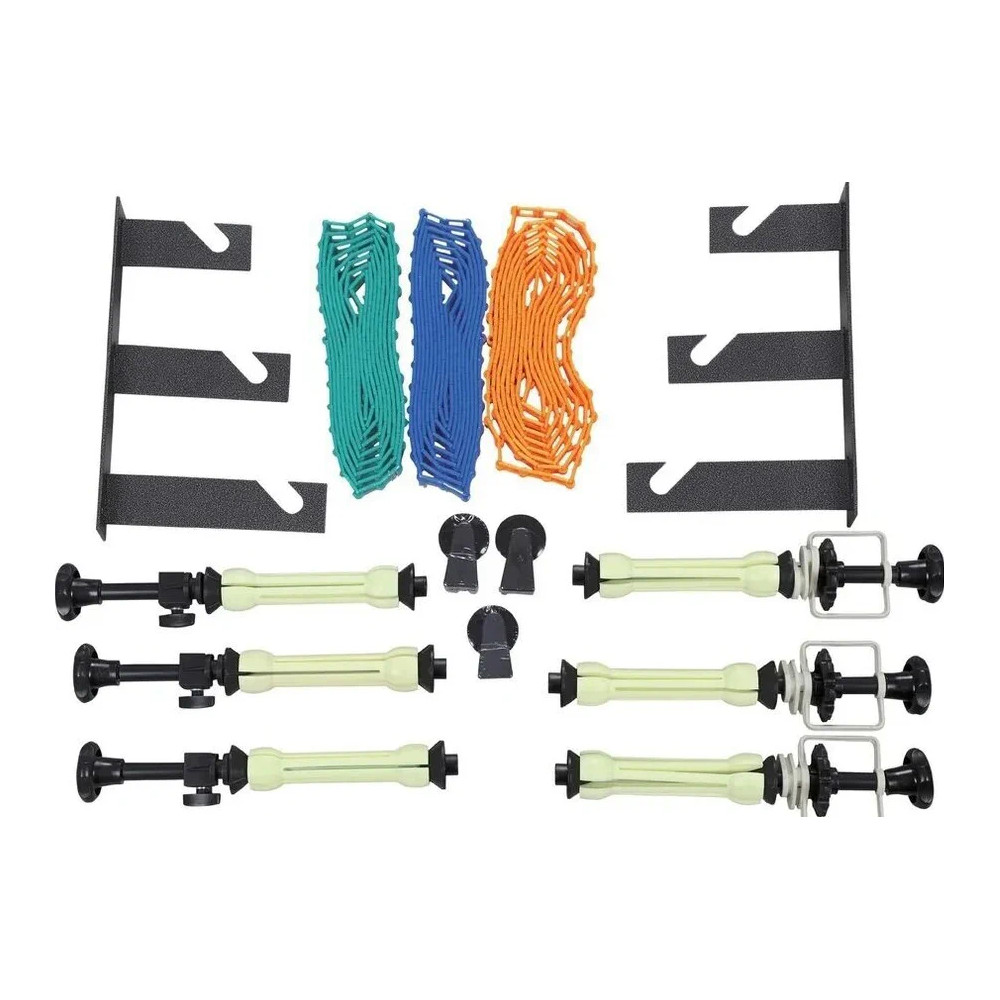 BE-3 Kit portafondali 3 Ganci tripli da parete + mandrini per arrotolamento