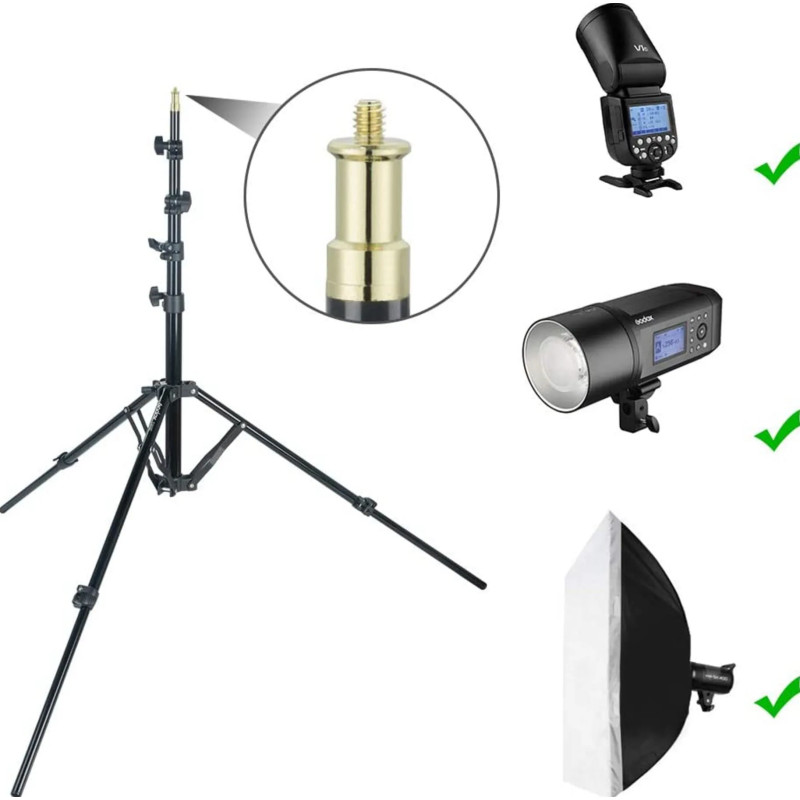 GODOX STATIVO 210F LIGHT STAND ALU (DIAM 25,7-22,4-19-16-13 / MAX H 213CM, CHIUSO 51CM, PESO 1,4KG, CARICO 2KG)