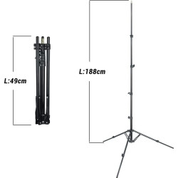 GODOX STATIVO 210F LIGHT STAND ALU (DIAM 25,7-22,4-19-16-13 / MAX H 213CM, CHIUSO 51CM, PESO 1,4KG, CARICO 2KG)