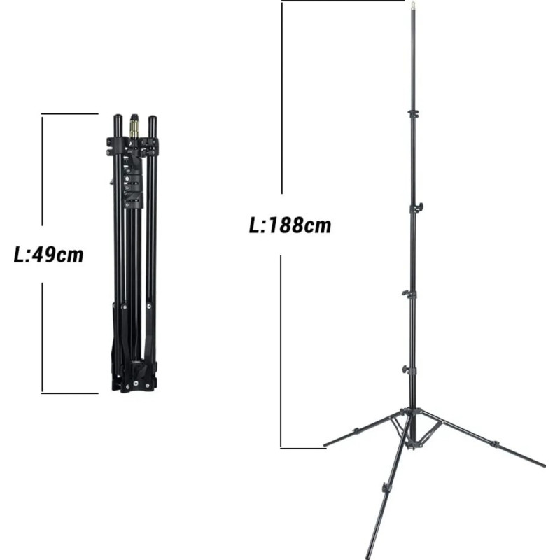 GODOX STATIVO 210F LIGHT STAND ALU (DIAM 25,7-22,4-19-16-13 / MAX H 213CM, CHIUSO 51CM, PESO 1,4KG, CARICO 2KG)