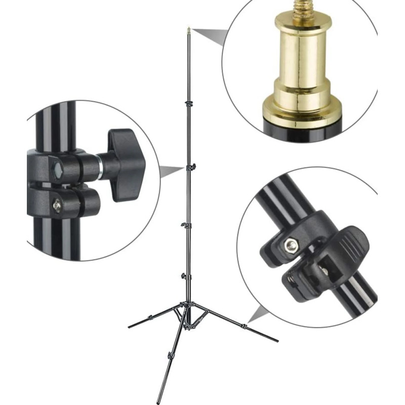 GODOX STATIVO 210F LIGHT STAND ALU (DIAM 25,7-22,4-19-16-13 / MAX H 213CM, CHIUSO 51CM, PESO 1,4KG, CARICO 2KG)